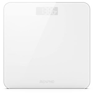 RENPHO Digital Bathroom Scale, Highly Accurate Body Weight Scale with Backlit LED Display, Measures Weight up to 400 lb/180kg, Batteries Included, Black-Core 1S