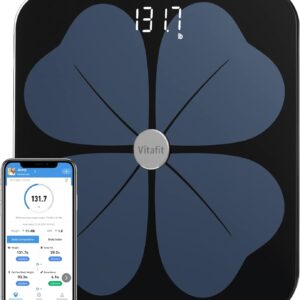 Vitafit Smart Body Fat Weight Scale for Body Composition Monitors, Weighing Professional Since 2001,Digital Wireless Bathroom Scale for BMI Fat Water Muscle Sync App, 400lb, Black